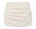 Elegant sequin pleated mini skirt-cream white