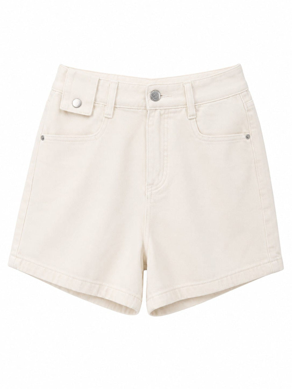 Classic white high-waisted denim shorts