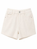 Classic white high-waisted denim shorts