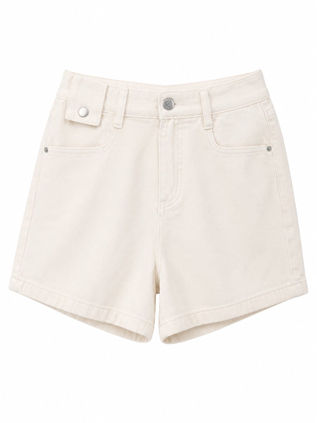 Classic white high-waisted denim shorts