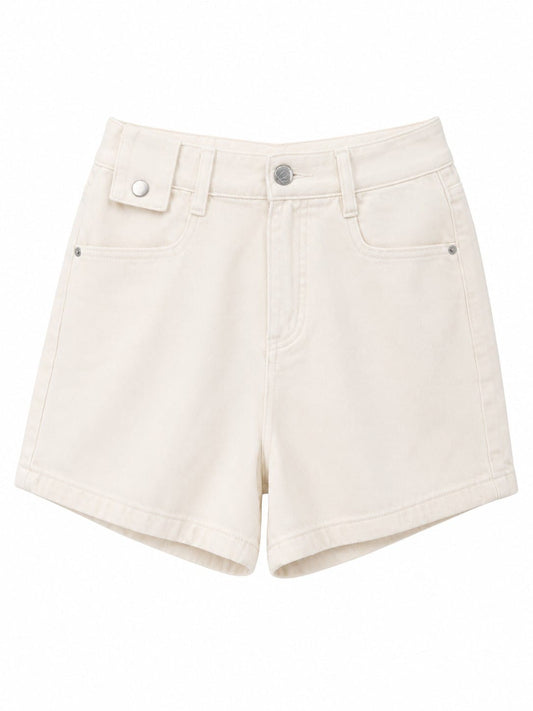 Classic white high-waisted denim shorts