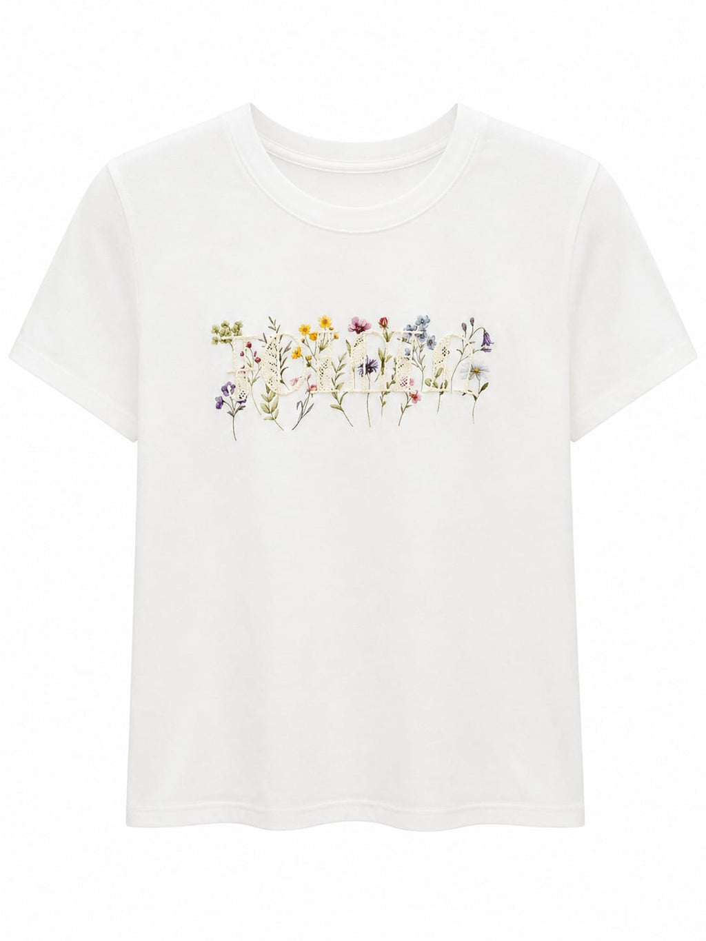 Classic white floral embroidered t-shirt