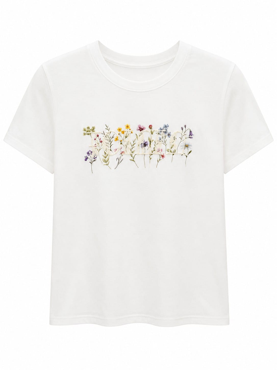 Classic white floral embroidered t-shirt
