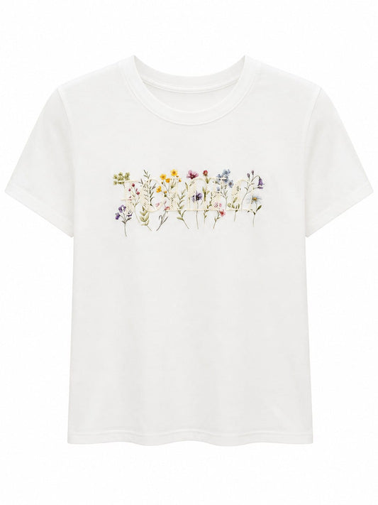 Classic white floral embroidered t-shirt