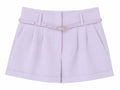 Elegant lavender high-waisted tailored shorts with belt
