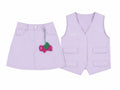 Lavender tow-piece skirt&vest set