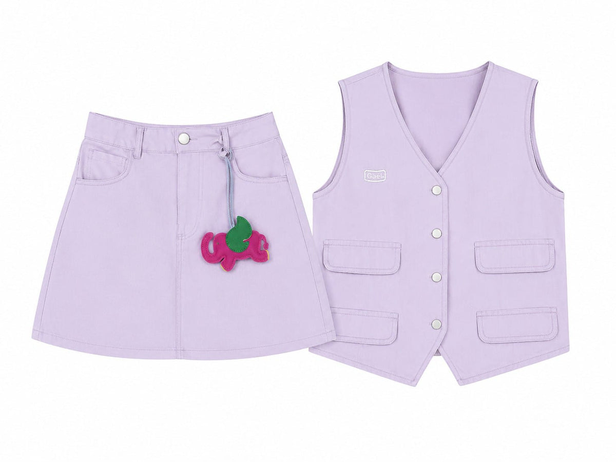 Lavender tow-piece skirt & vest set