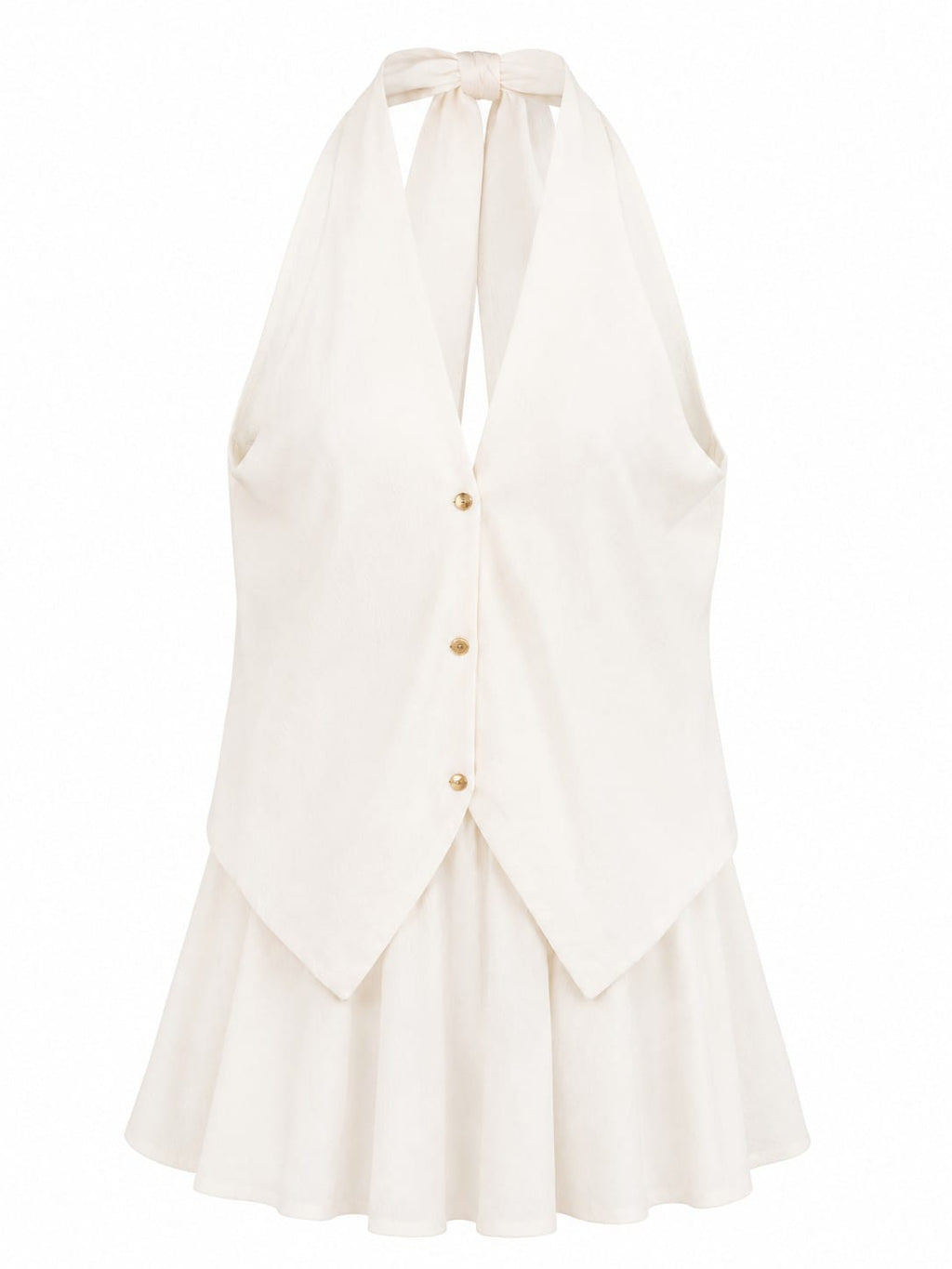 Elegant ivory halter top&flared skirt set