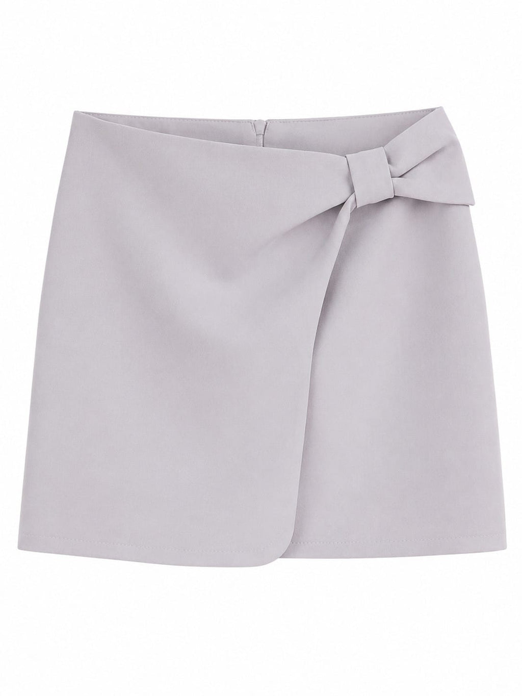 Elegant lavender wrap mini skirt with bow detail