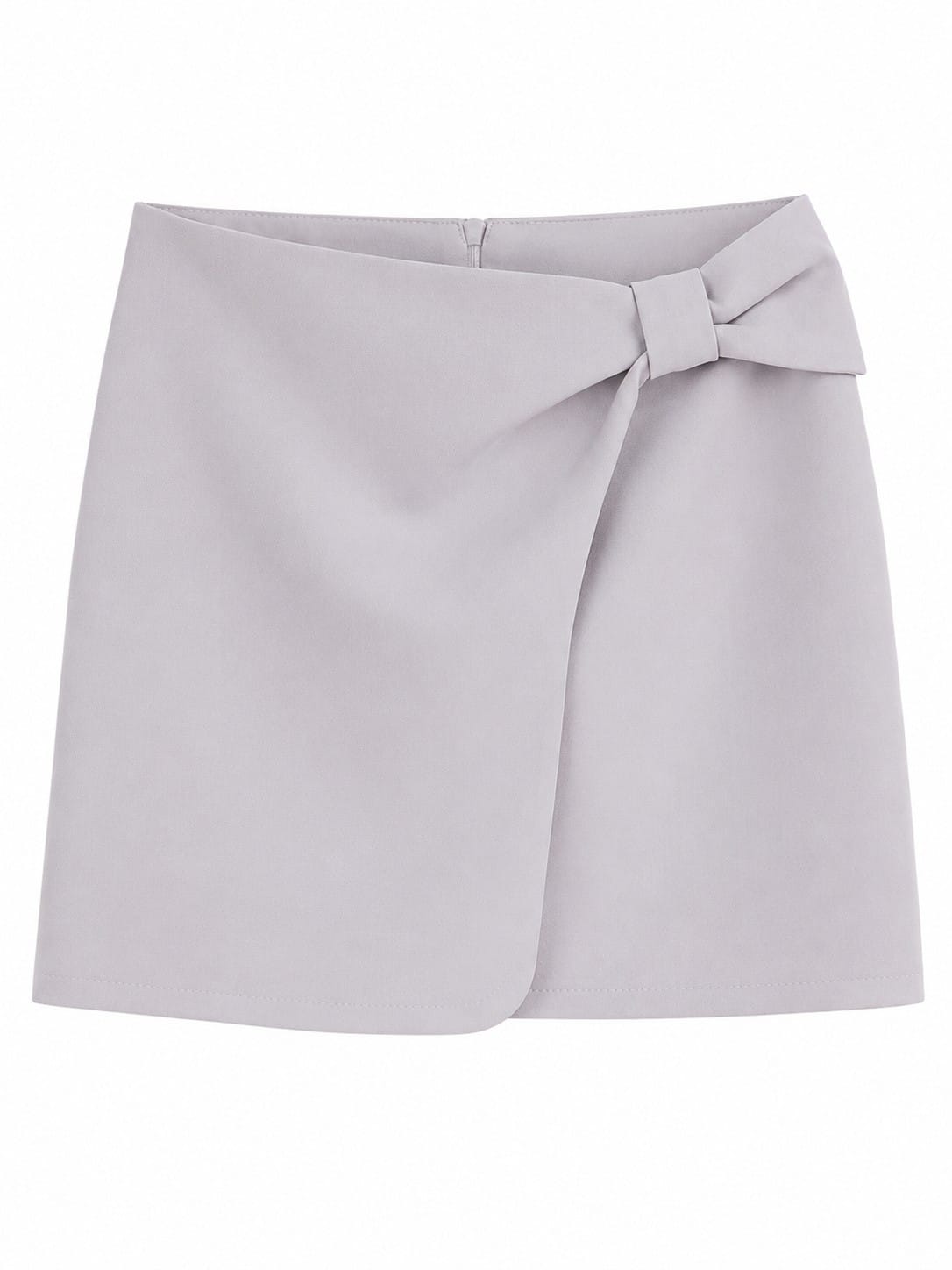 Elegant lavender wrap mini skirt with bow detail