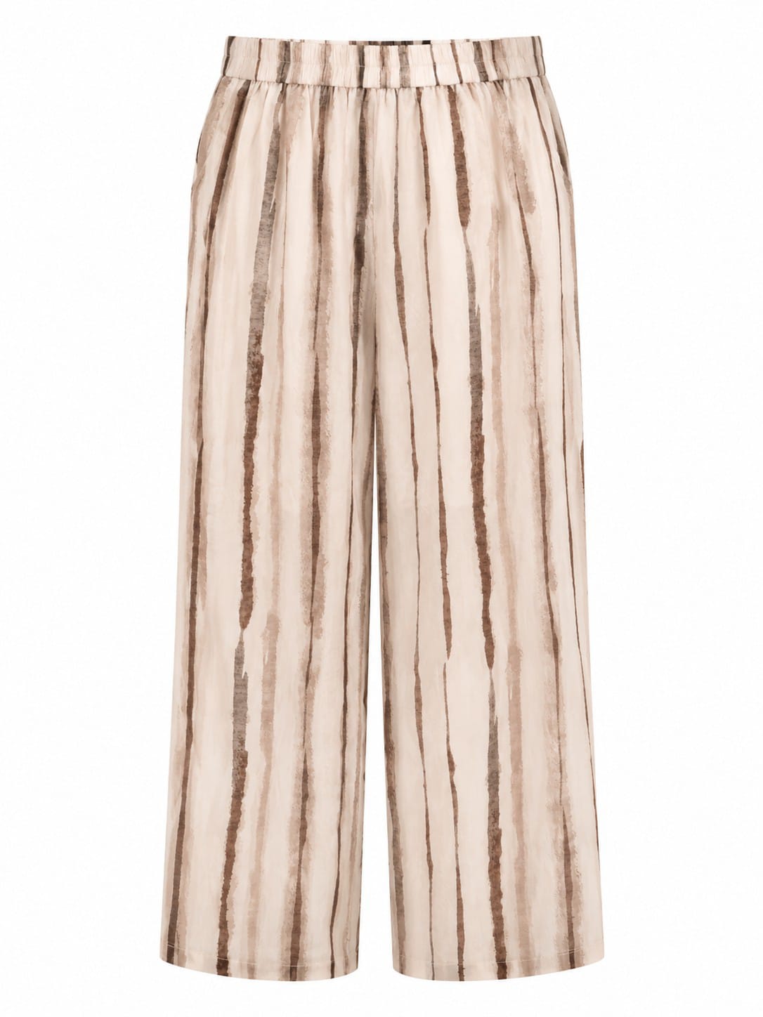 Beige striped wide-leg palazzo pants