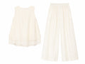 Elegant ivory sleeveless top&wide-leg pants set