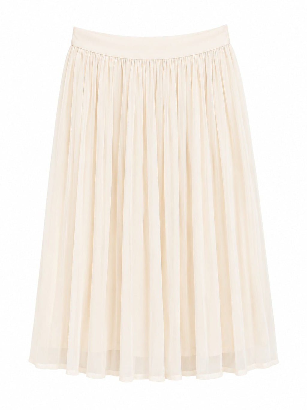 Elegant cream pleated midi skirt
