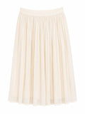 Elegant cream pleated midi skirt