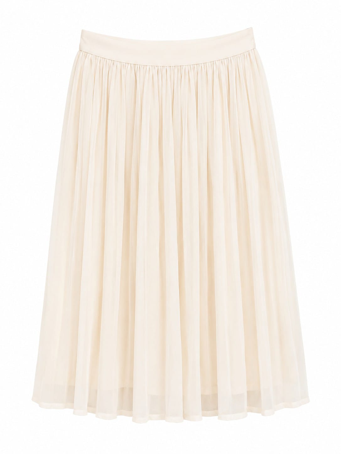Elegant cream pleated midi skirt