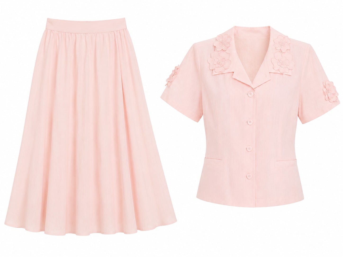 Blush floral two-piece skirt set
