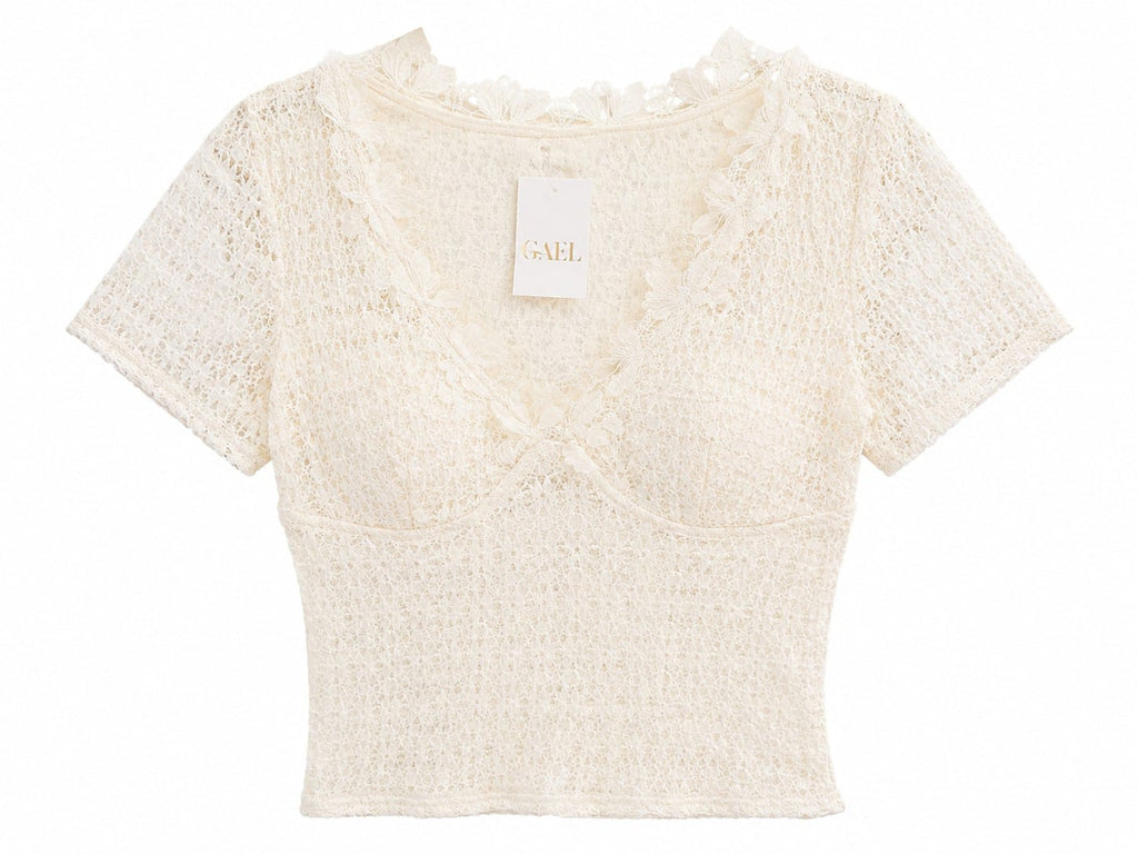 Floral lace v-neck top