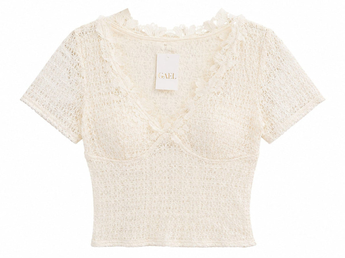 Floral lace v-neck top
