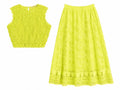 Neon lace crop top& maxi skirt set