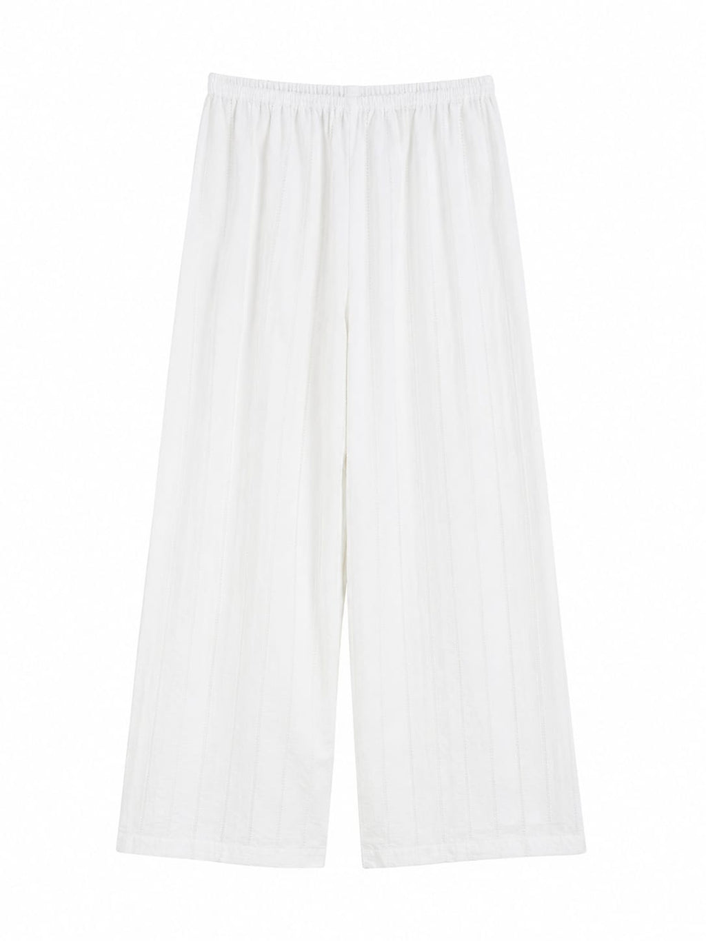 Women white textured wide-leg pants