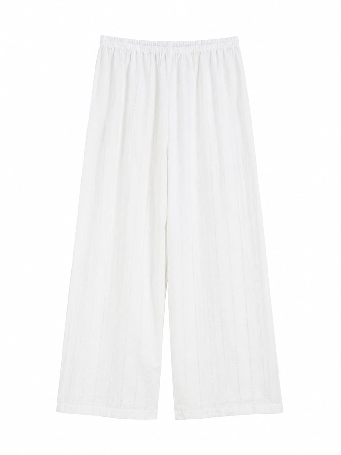 Women white textured wide-leg pants
