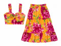 Women floral crop top & tiered maxi skirt set