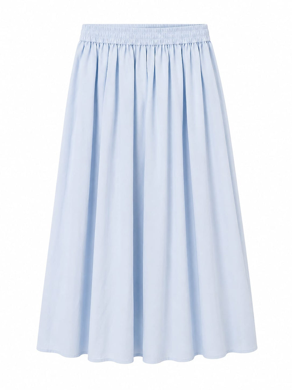 Women light blue elastic waist maxi skirt with bow