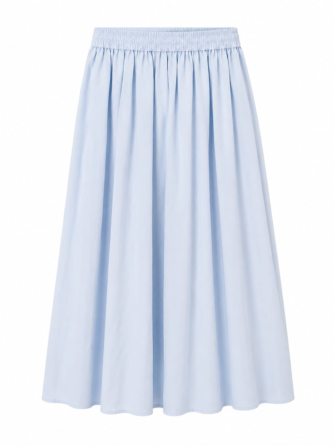 Women light blue elastic waist maxi skirt with bow