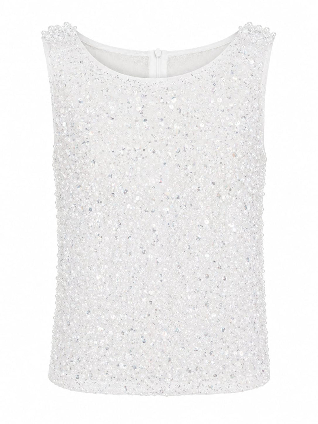 Sequin& pearl embellished sleeveless top