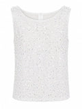 Sequin& pearl embellished sleeveless top