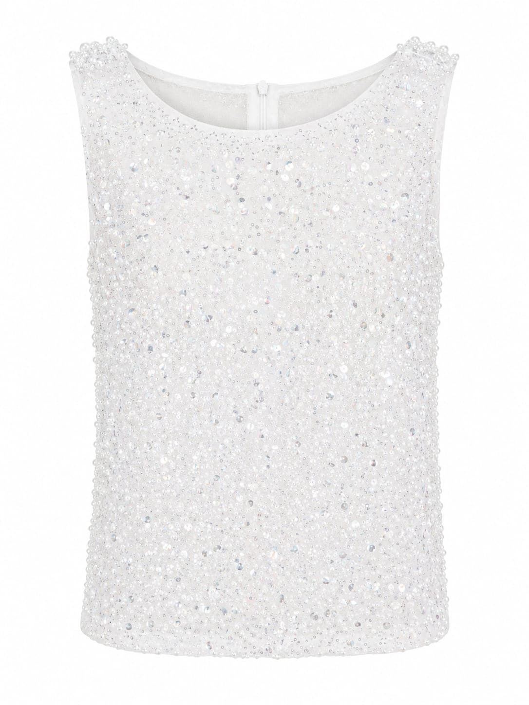 Sequin& pearl embellished sleeveless top