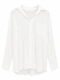 Women white textured oversized button-up shirt