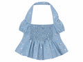 Girls blue sequin halter smacked top