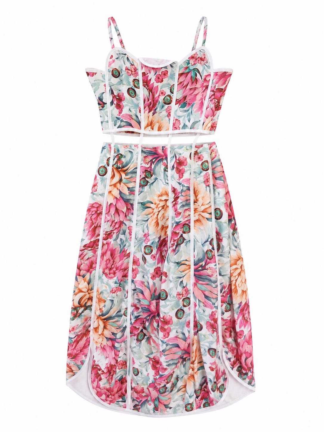 Women floral corset midi dress