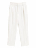 Women white high-waisted wide-leg pants