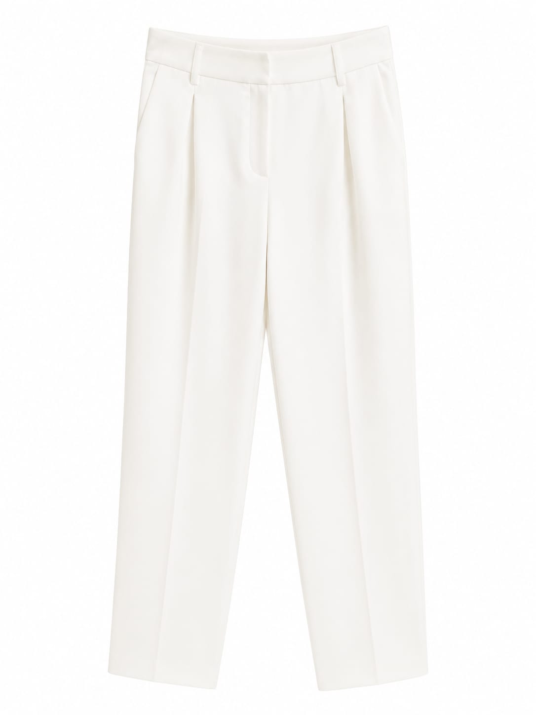 Women white high-waisted wide-leg pants