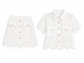 Women white floral lace two-piece set
