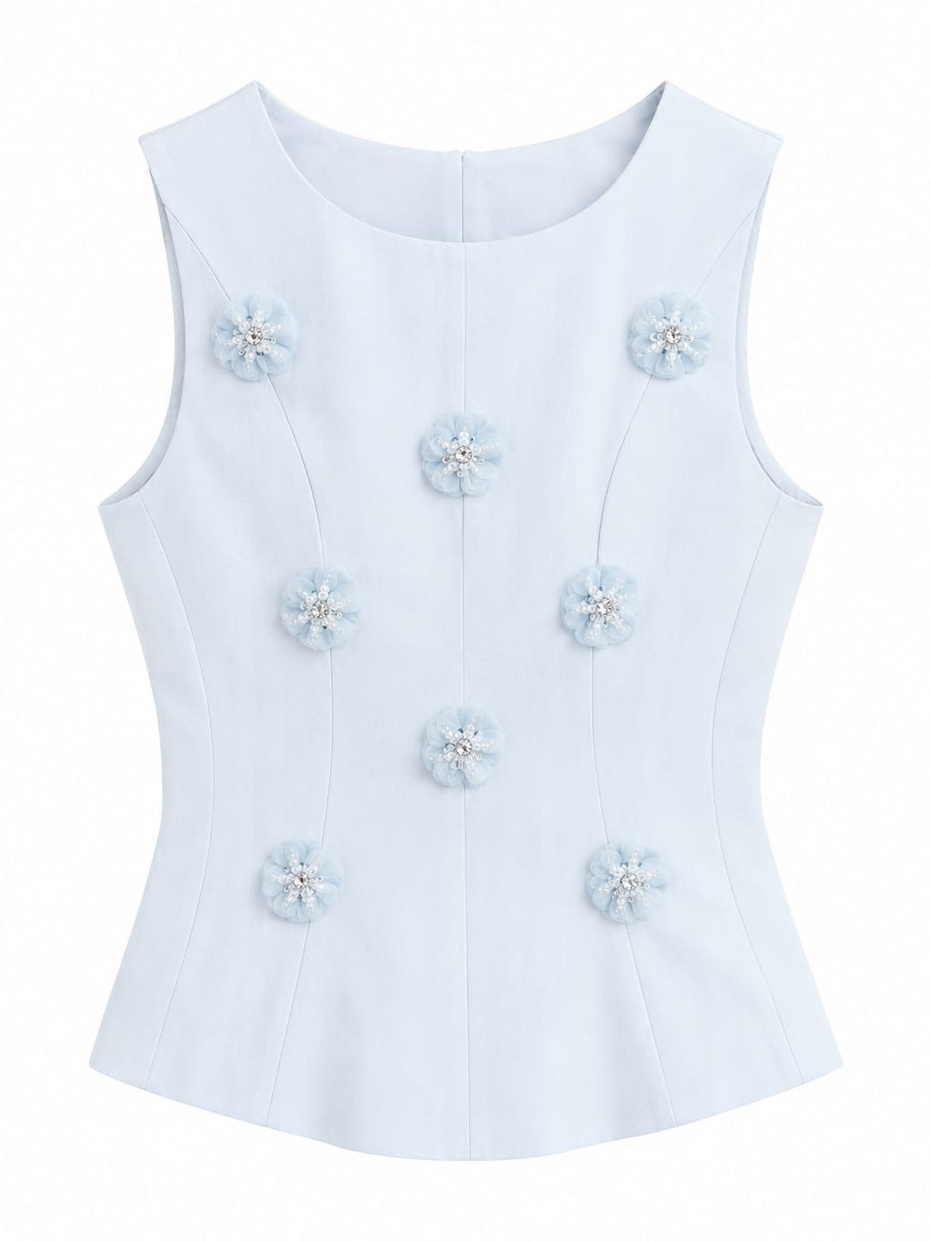 Sky blue dressy sleeveless blouse