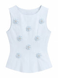 Sky blue dressy sleeveless blouse