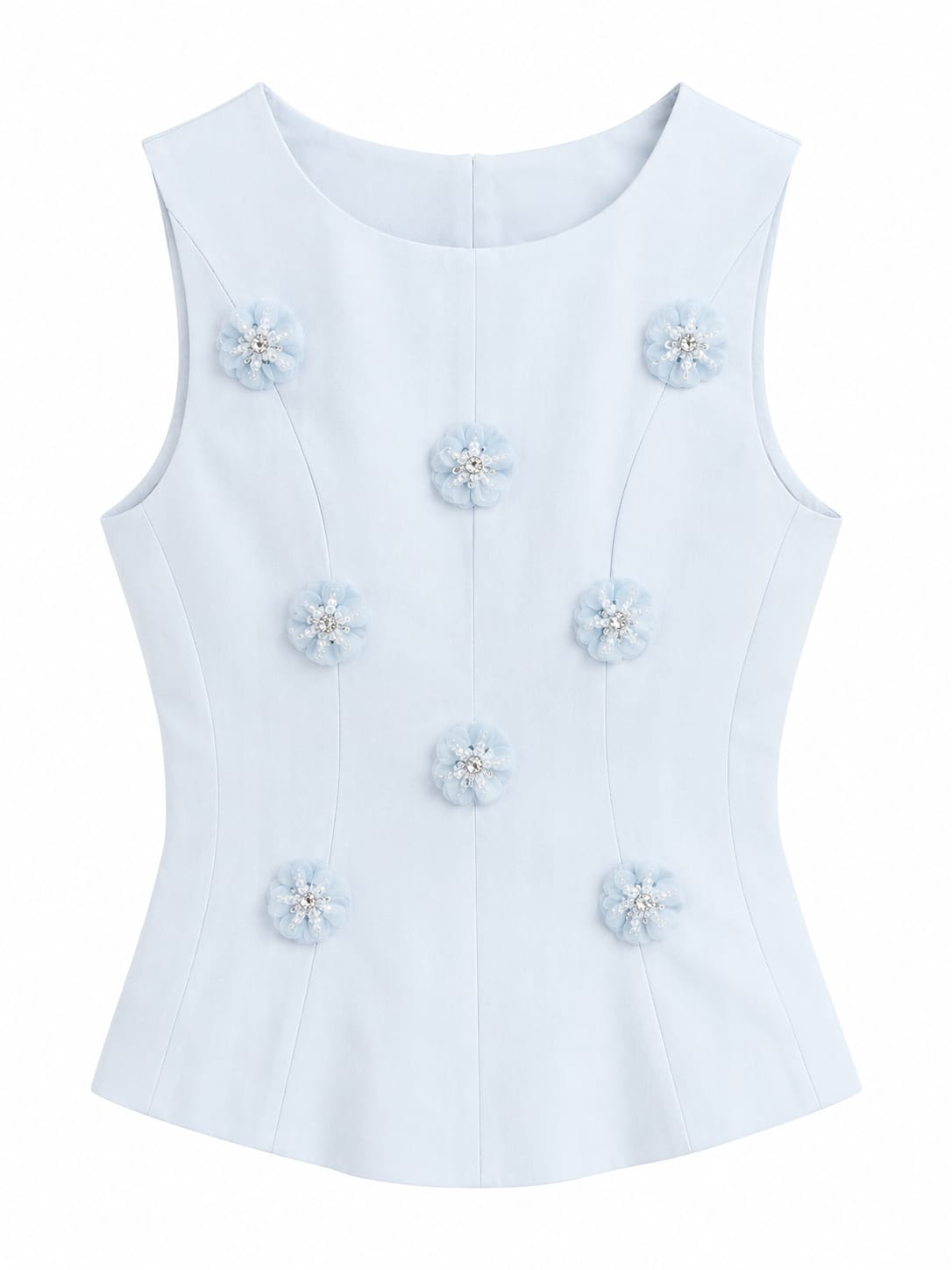 Sky blue dressy sleeveless blouse