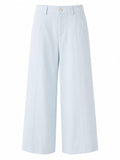 Women light blue wide-leg cropped trouseres