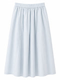 Women light blue elastic waist maxi skirt