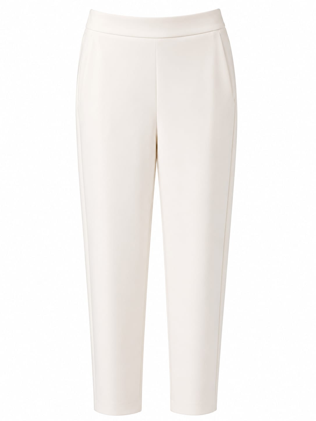 Women high-waist straight leg pants-ivory