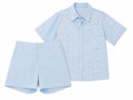 Sky blue floral lace shirt& shorts set
