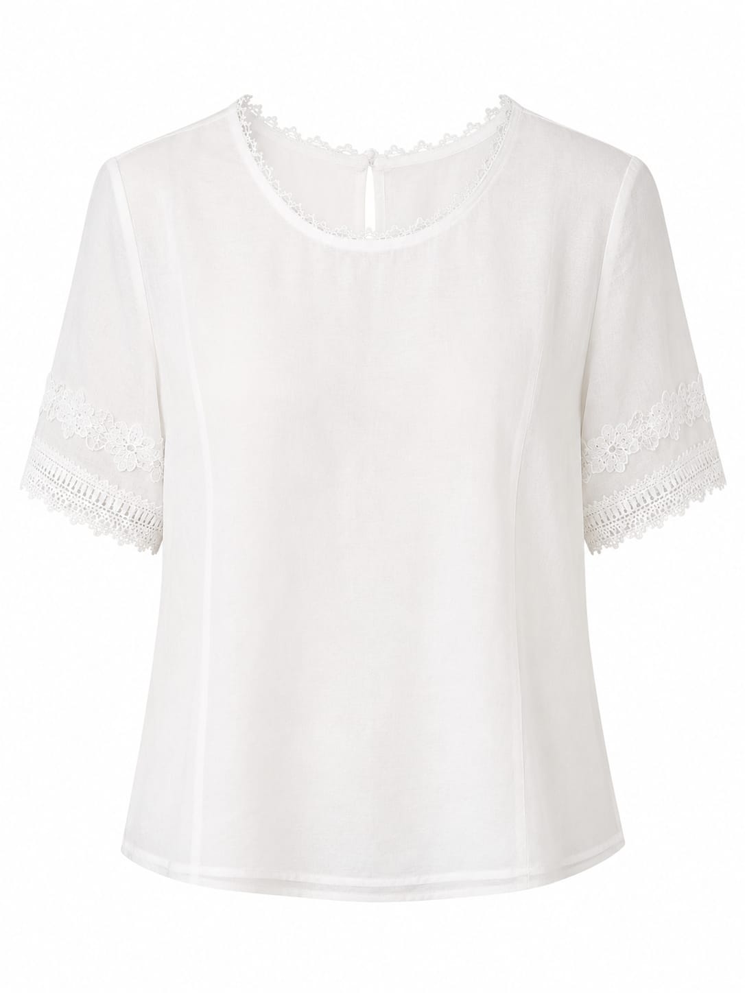 Elegant lace trim white blouse