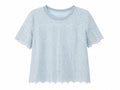 Sky blue floral lace knit top