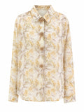 Women botanical print button-up blouse