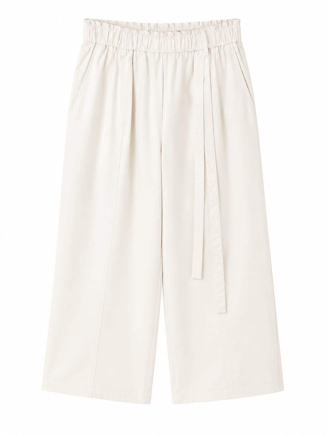 Women elastic waist wide-leg cropped pants