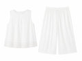 Women white sleeveless top&wide-leg pants set