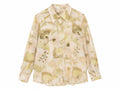 Women floral sheer button-up blouse